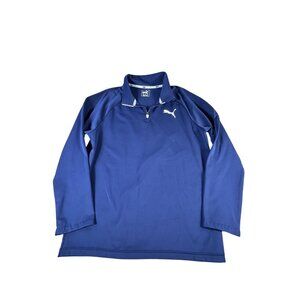 Puma 1/4 Zip Pullover Blue Sz Medium Stretch Long Sleeve Casual Jacket EUC